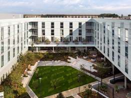 Outdoor courtyard at Turing Locke, Eddington, Cambridge.
